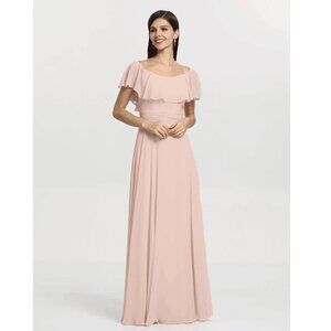 NEW Gather & Gown Shelby Rose Quartz Off Shoulder Wedding Event Maxi Dress P2812